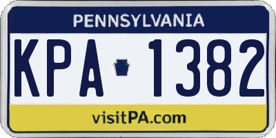 PA license plate KPA1382