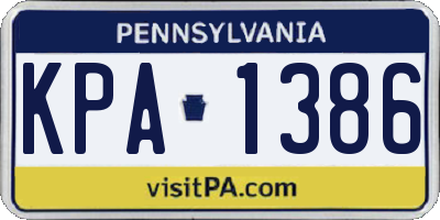 PA license plate KPA1386