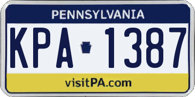 PA license plate KPA1387