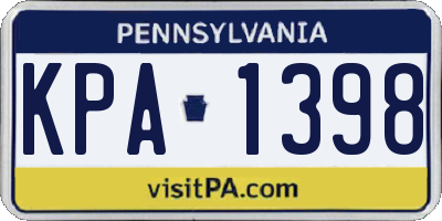 PA license plate KPA1398