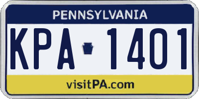 PA license plate KPA1401