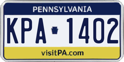 PA license plate KPA1402