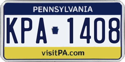 PA license plate KPA1408