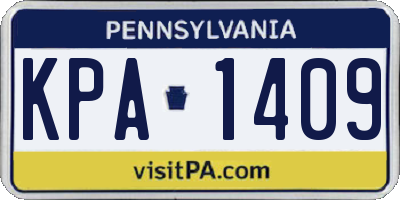 PA license plate KPA1409