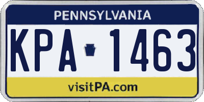 PA license plate KPA1463