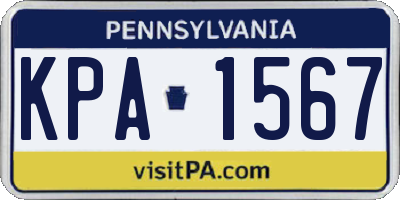 PA license plate KPA1567