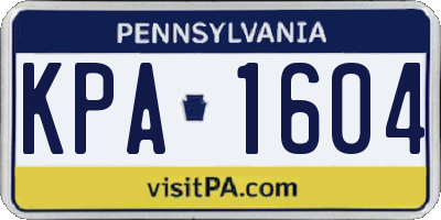 PA license plate KPA1604