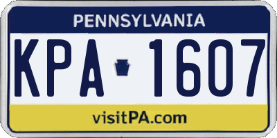 PA license plate KPA1607