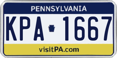 PA license plate KPA1667