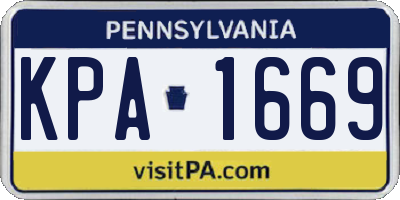 PA license plate KPA1669