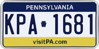 PA license plate KPA1681