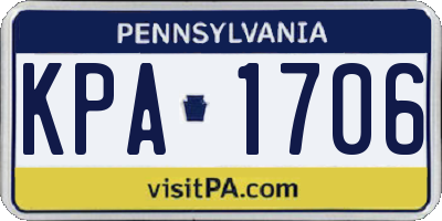 PA license plate KPA1706