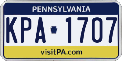 PA license plate KPA1707