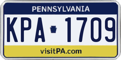 PA license plate KPA1709
