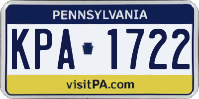 PA license plate KPA1722