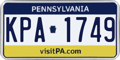 PA license plate KPA1749