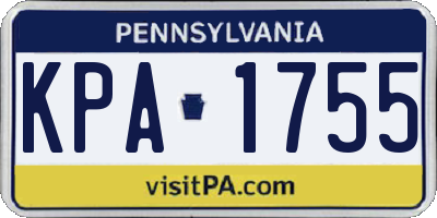 PA license plate KPA1755