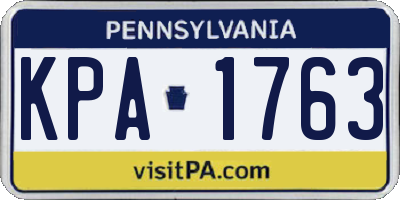PA license plate KPA1763