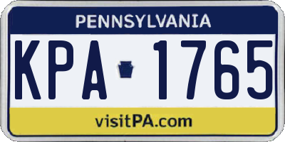 PA license plate KPA1765