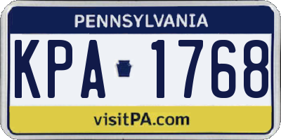 PA license plate KPA1768