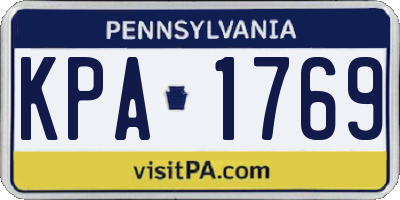 PA license plate KPA1769