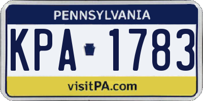 PA license plate KPA1783