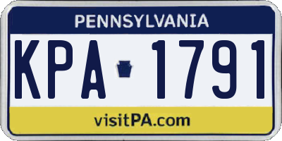 PA license plate KPA1791