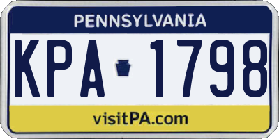 PA license plate KPA1798