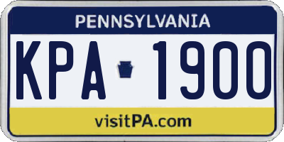 PA license plate KPA1900