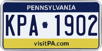 PA license plate KPA1902