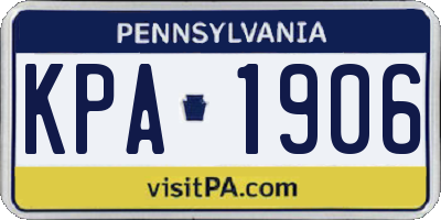 PA license plate KPA1906