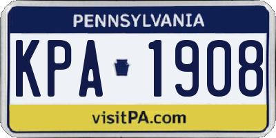 PA license plate KPA1908