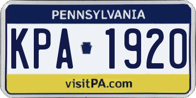 PA license plate KPA1920