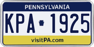 PA license plate KPA1925