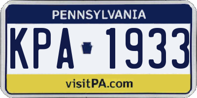 PA license plate KPA1933