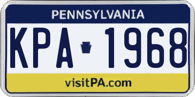 PA license plate KPA1968