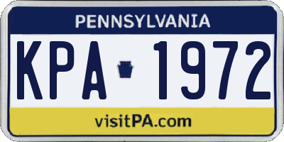 PA license plate KPA1972