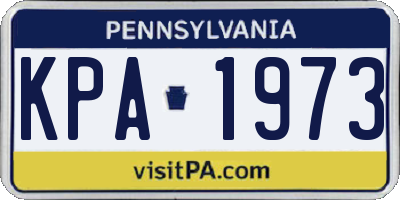 PA license plate KPA1973