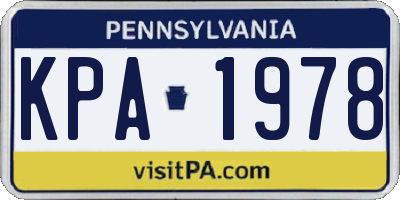 PA license plate KPA1978