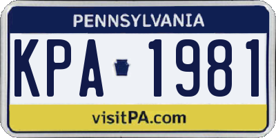 PA license plate KPA1981