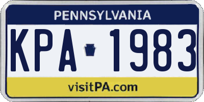PA license plate KPA1983