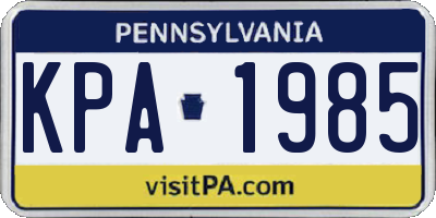 PA license plate KPA1985