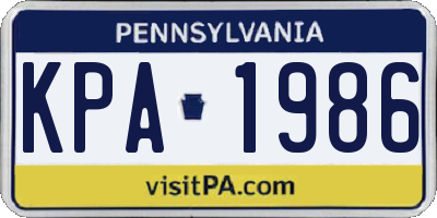 PA license plate KPA1986