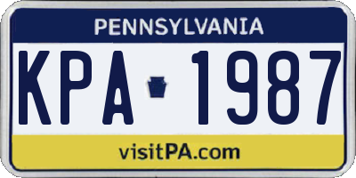 PA license plate KPA1987