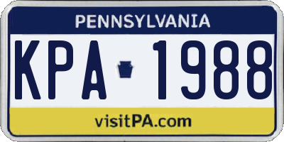 PA license plate KPA1988