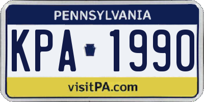 PA license plate KPA1990