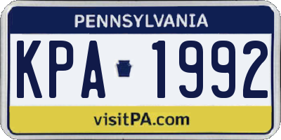 PA license plate KPA1992