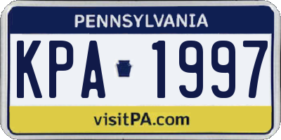 PA license plate KPA1997