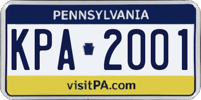 PA license plate KPA2001