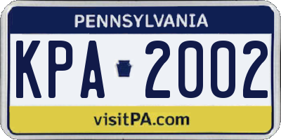 PA license plate KPA2002